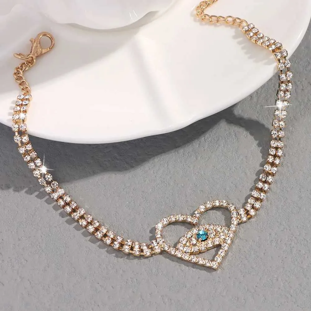 Enkelbandjes Flatfoosie Fashion Evil Eye Crystal Ketting Dames Goud Sier Water Diamant Tennis Enkelband Blotevoetenketting_voghion.com