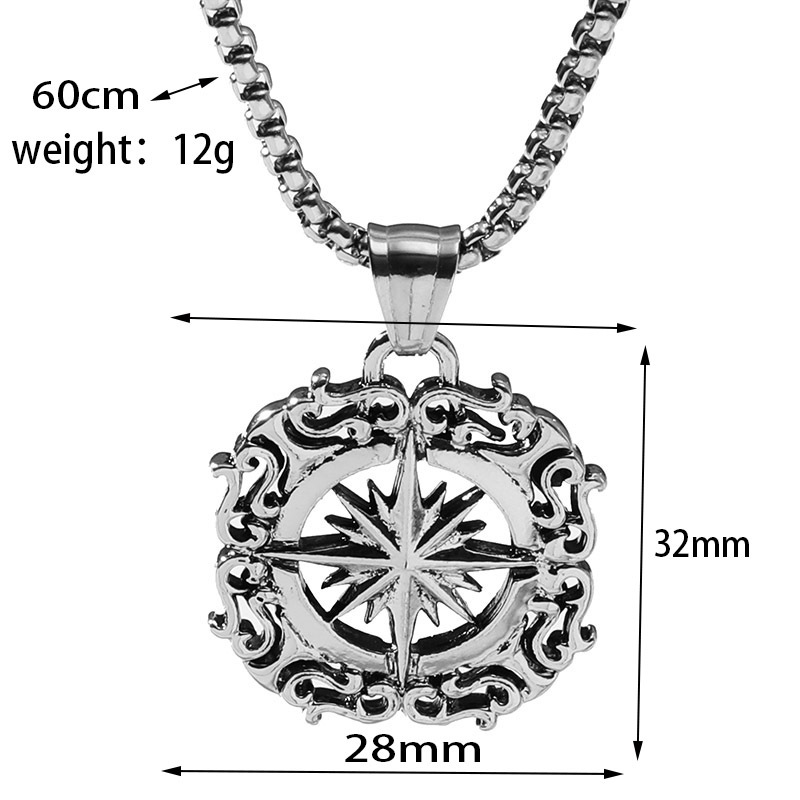 Nordic style amulet, compass pendant necklace, best-selling circular Viking logo_voghion.com