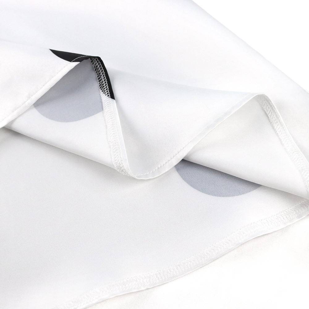 Lockeres Kleid mit Rundhalsausschnitt, Fliege und Punktemuster, Partykleid, weißes Kleid_voghion.com