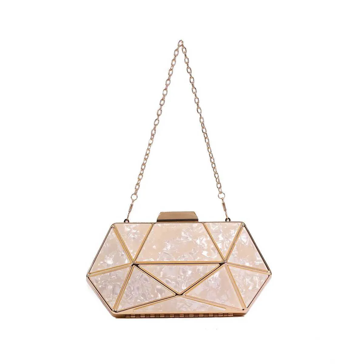 Sac à main en acrylique et métal pour femme, pochette de soirée, bandoulière, chaîne, nouvelle collection, Y241019_voghion.com