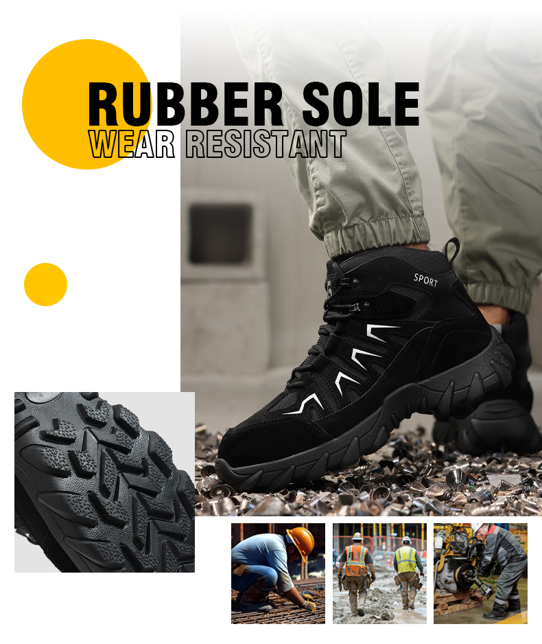 GUYISA Scarpe antinfortunistiche con punta in acciaio, stivali anti-sfondamento e perforazione, resistenti all'usura, taglio alto 5057BK 38-45_voghion.com