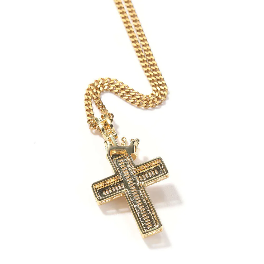 Krone kors anheng halskjede menn Hip Hop punk mote personlighet bred GRA moissanitt diamant gull sterling sier cubansk_voghion.com