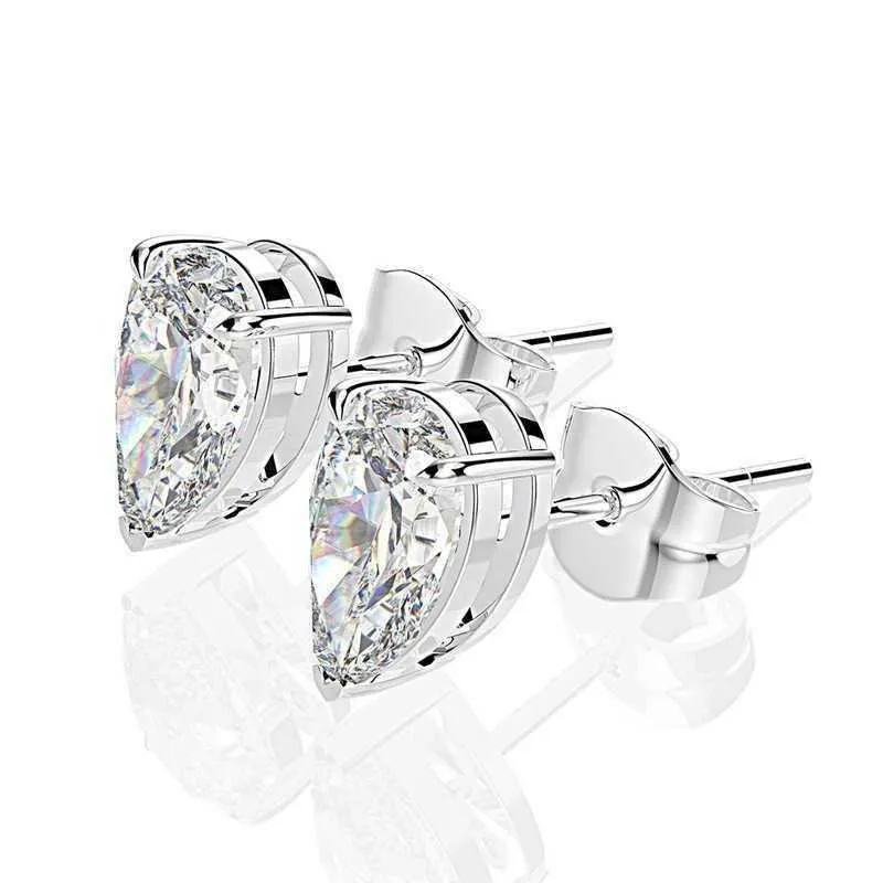 Σκουλαρίκια OEVAS Classic 100% Sterling Sier Pear Created Moissanite Gemstone Studs από λευκόχρυσο, κοσμήματα χονδρικής G0923_voghion.com