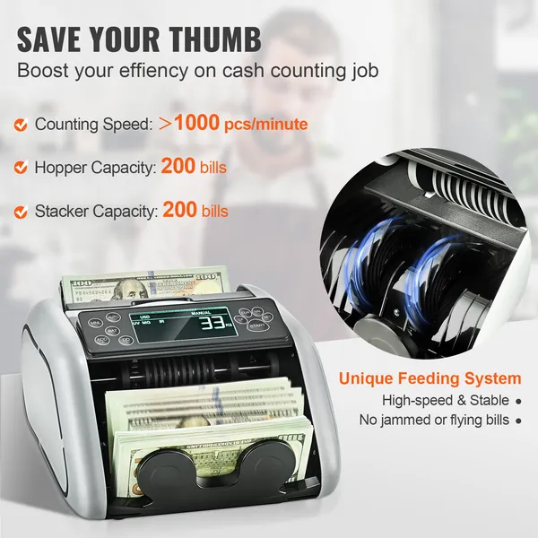 Geldtelmachine met UV-, MG-, IR- en DD-detectie en LCD-display._voghion.com