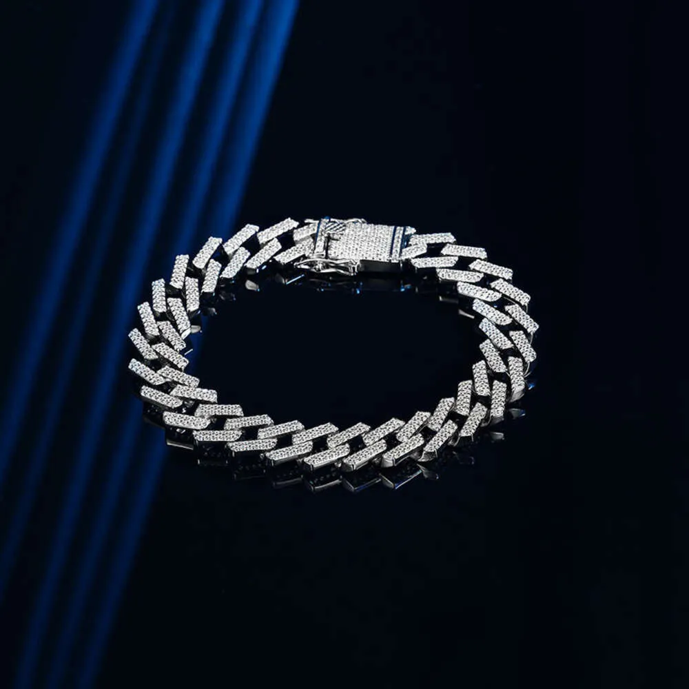 Manufacturer Custom 10mm Sier Thick Chunky Zirconia Full Paved Ice Out Cuban Chain Bracelet_voghion.com