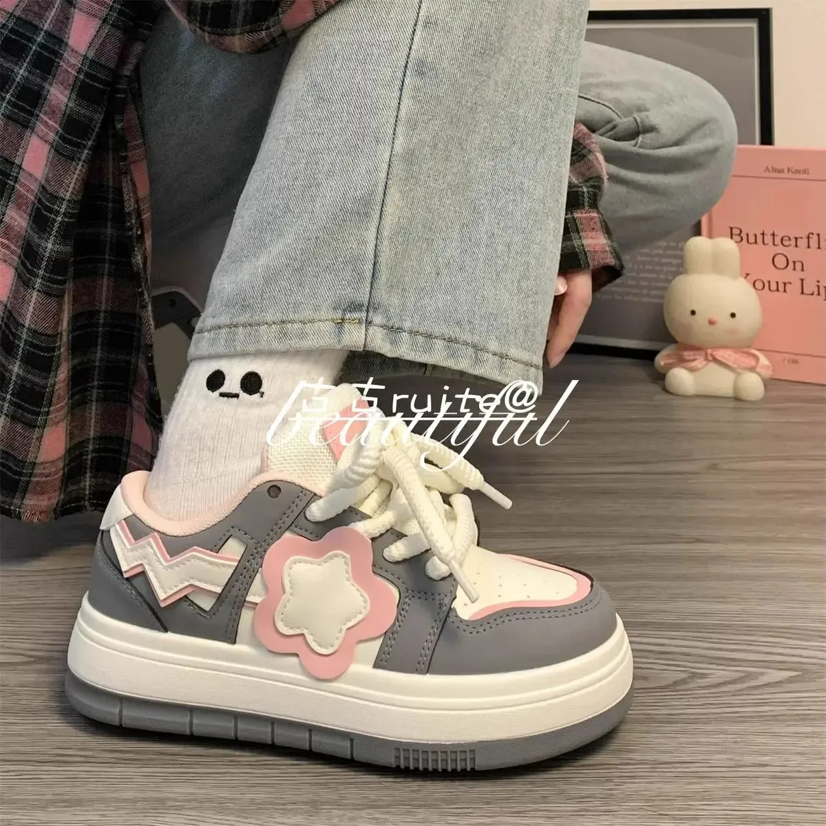 Kawaii Platform Sneakers Women Flat Sports Shoes Spring Summer Cute Casual Vintage Tennis Female Vulcanize White Korean_voghion.com