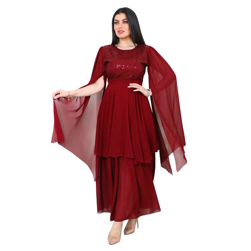 Women's Clothing autumn new Arabic sequin evening dress muslim with belt_voghion.com