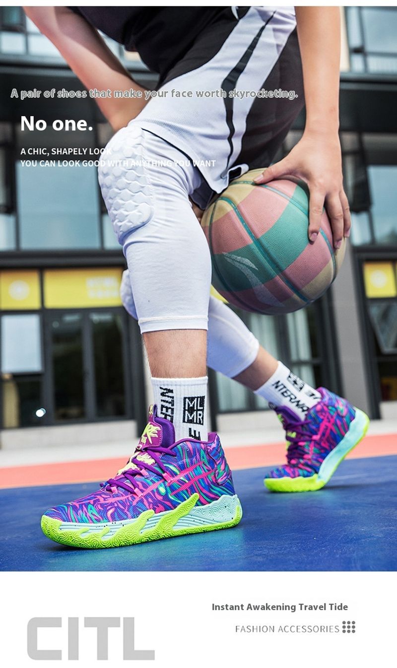 Paarse heren dames indoor en outdoor lage schokabsorberende antislip stevige basketbalschoenen_voghion.com