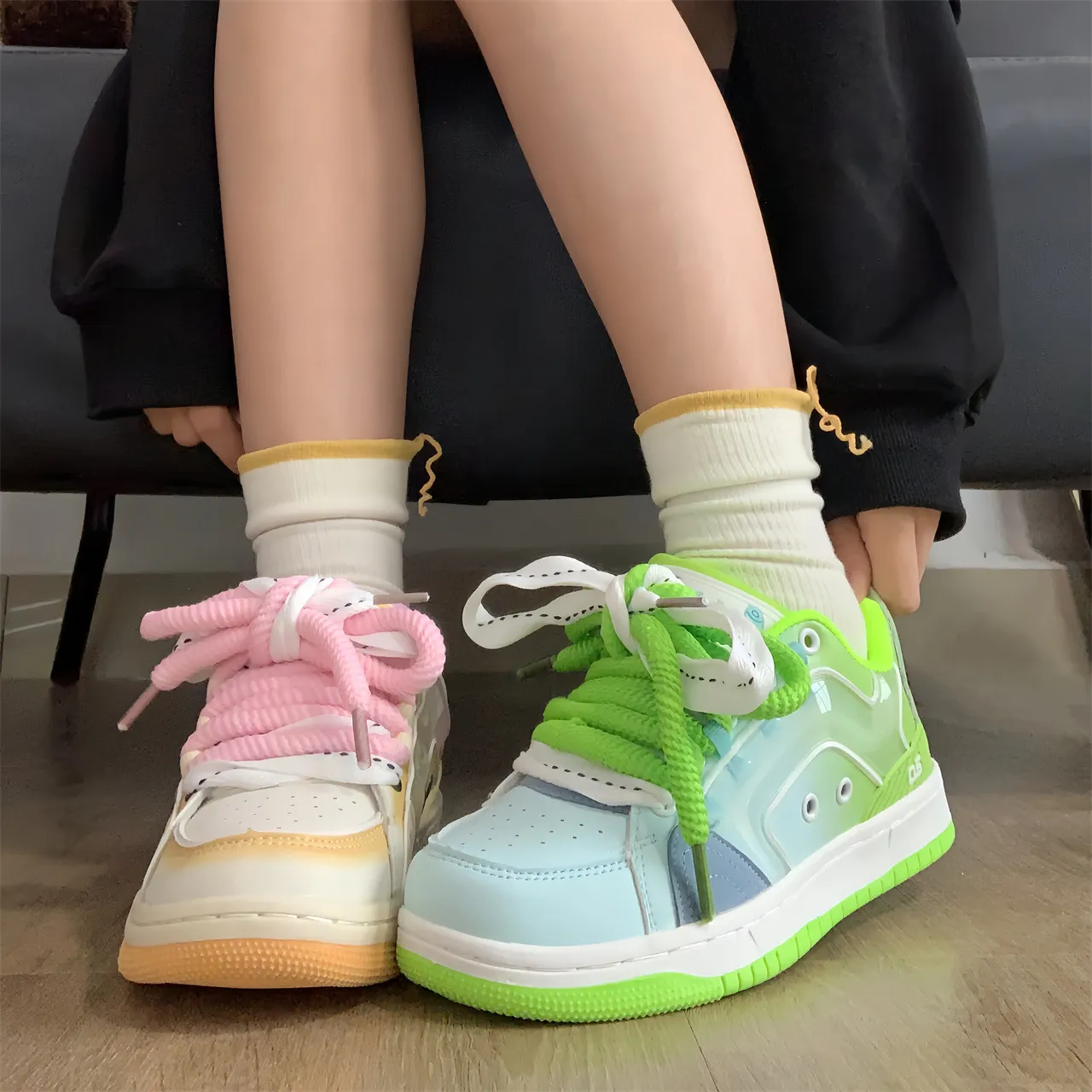 Versatile Flat Bottomed Casual Mandarin Duck Color Matching Sports Shoes With Mesh For Comfortable Breathable Fashion_voghion.com
