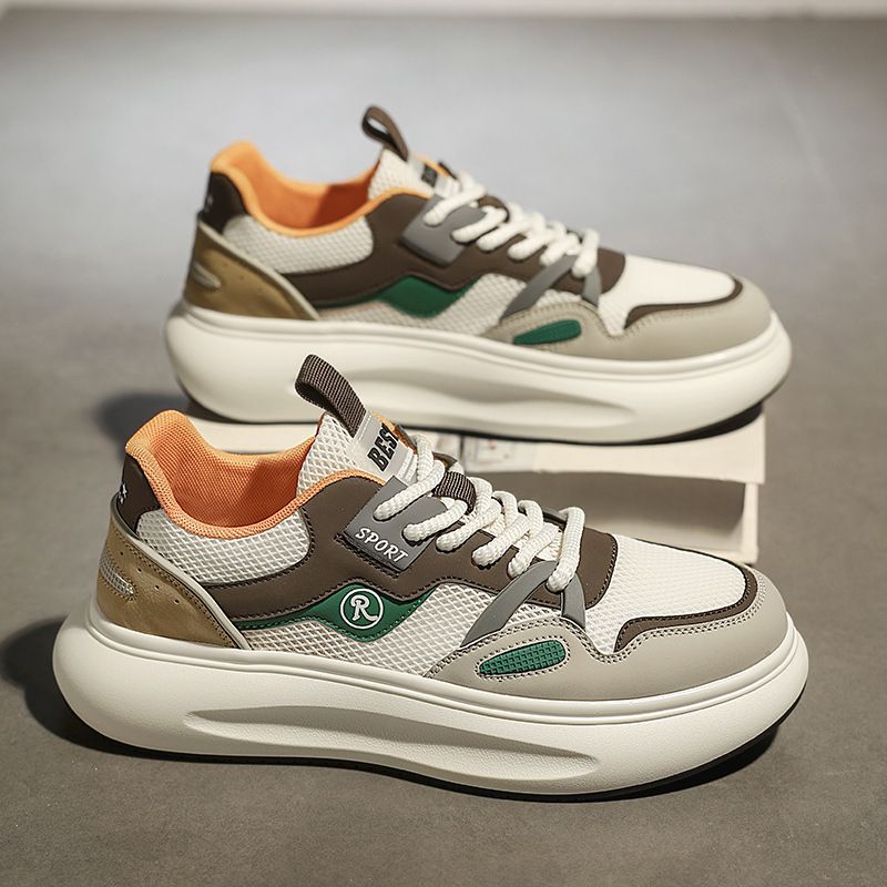 Herren Teenager Mesh 2024 Sommermode, atmungsaktive Herren leichte Sportschuhe, niedrig geschnittene lässige Papa-Schuhe_voghion.com