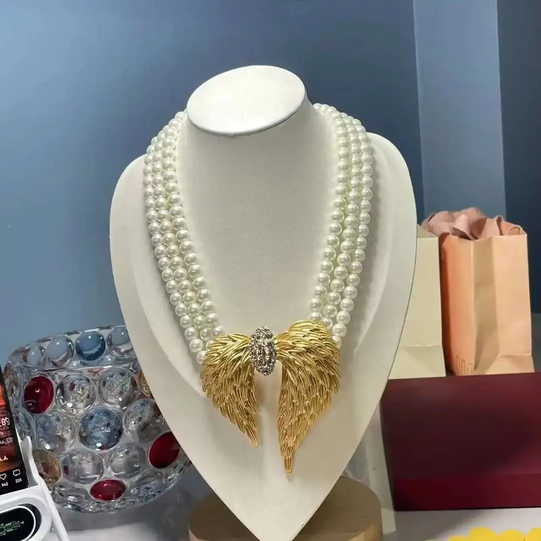 Französisches Vintage Metall vergoldet Perlenkette Brosche Set Schmuck 240119_voghion.com