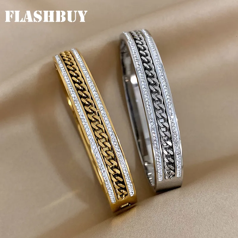 Flashbuy moderna, krāsaina ķēdīte ar rhinestones, nerūsējošā tērauda aproce, apzeltīta piekariņu rotaslieta Pulsera_voghion.com