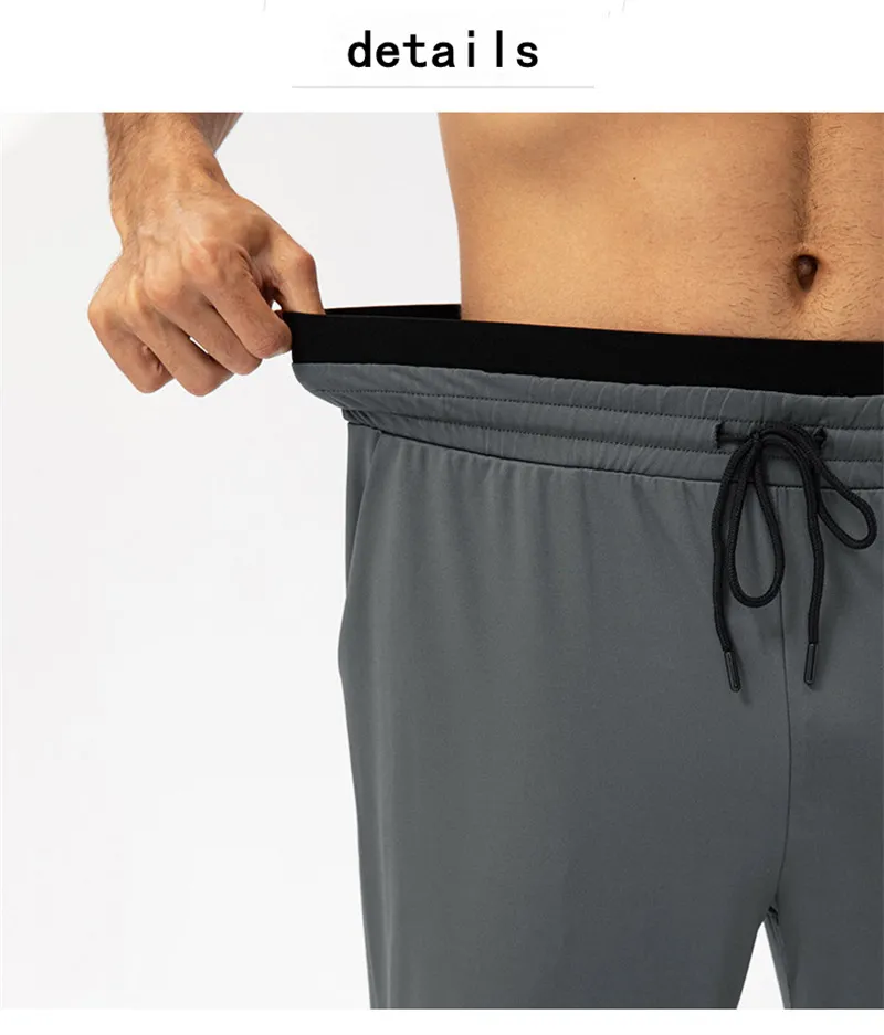 Men Jogger Long Pants Sport Yoga Outfit Quick Dry Drawstring Gym Pockets Sweatpants Trousers Men's Casual Elastic Waist_voghion.com