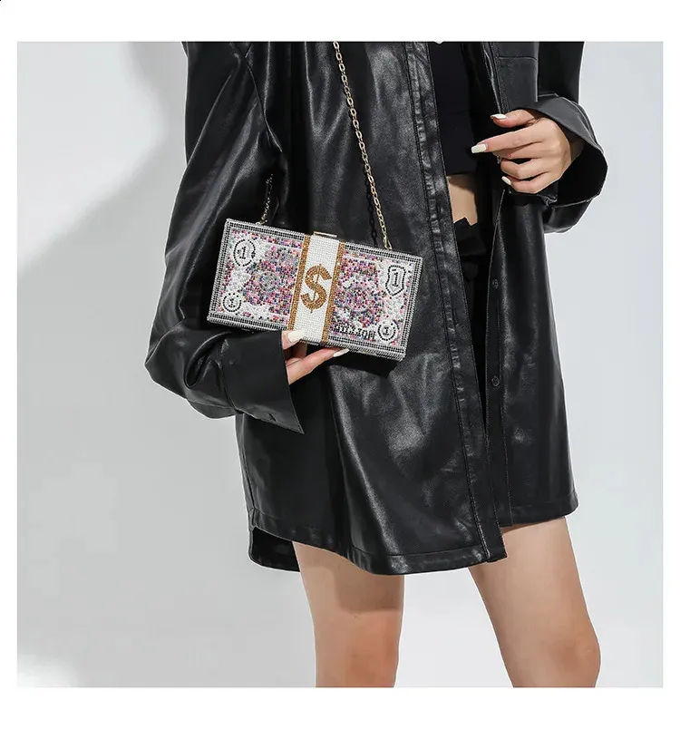 Geantă de mână Dia pentru cină, petrecere, nuntă, clip, seară, lanțuri, geantă de umăr crossbody cu paiete, Clutch 240830_voghion.com