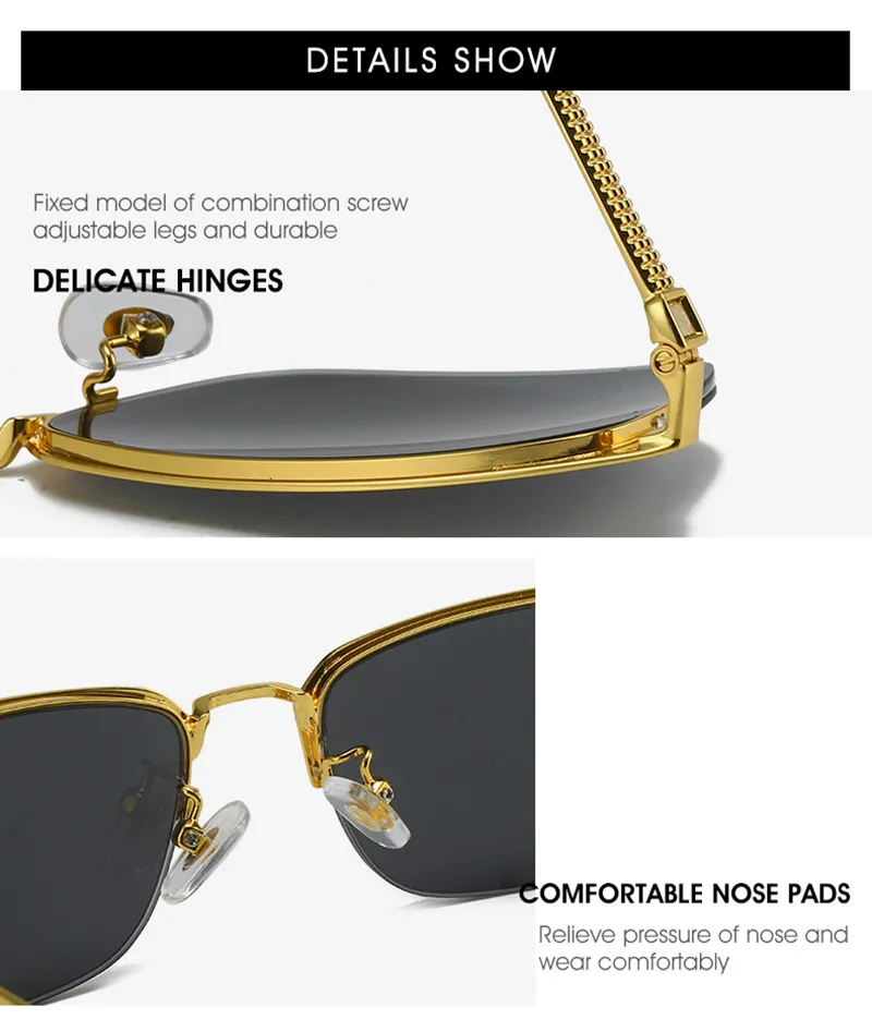 metal Frame Rectangle Eyeglass Gentlemens Business Men Half-frame Diaosi Sunglasses Can Be Matched With Myopia Optical_voghion.com