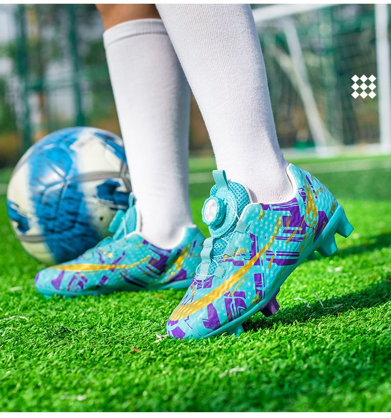 2024 Neue Fußballschuhe Mädchen Jungen TF-Shattered Nails für Kinder in Rosa mit Klettverschluss und Drehknopf_voghion.com