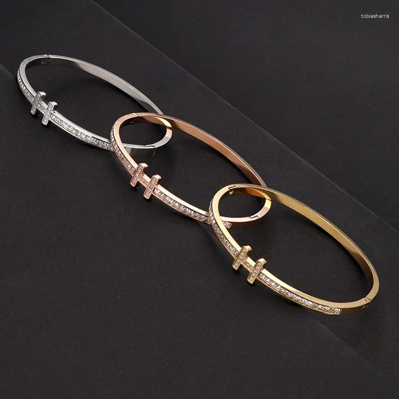 Bangle Stainless Steel Sparkling Zircon Bracelet For Women And Men Jewelry Gifts_voghion.com