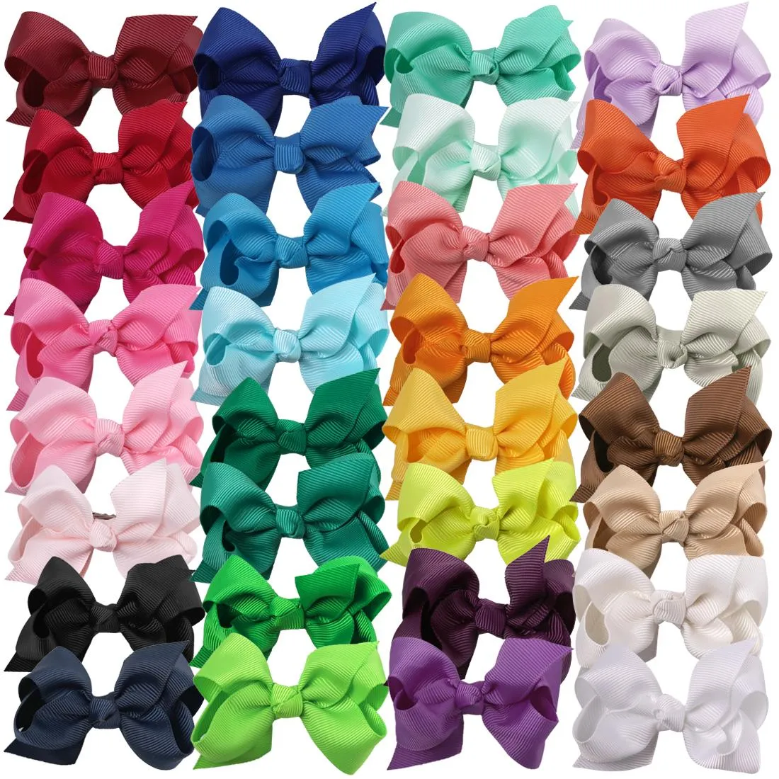 Nœuds en ruban gros-grain de 3 pouces, 32 couleurs, sans clip, accessoires pour cheveux pour enfants, 32 pièces/lot, livraison gratuite_voghion.com