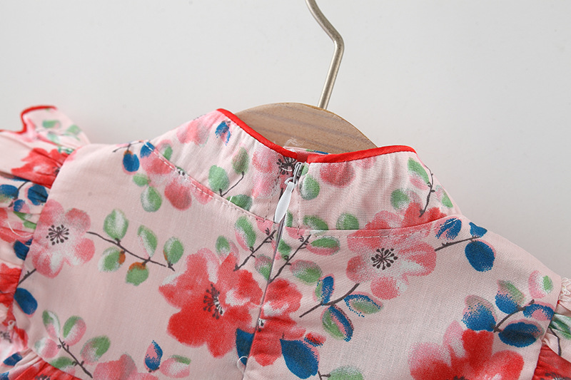 Baby Girl Clothes Summer Traditional Chinese Style Cheongsam Bowtie Pendant Dress_voghion.com