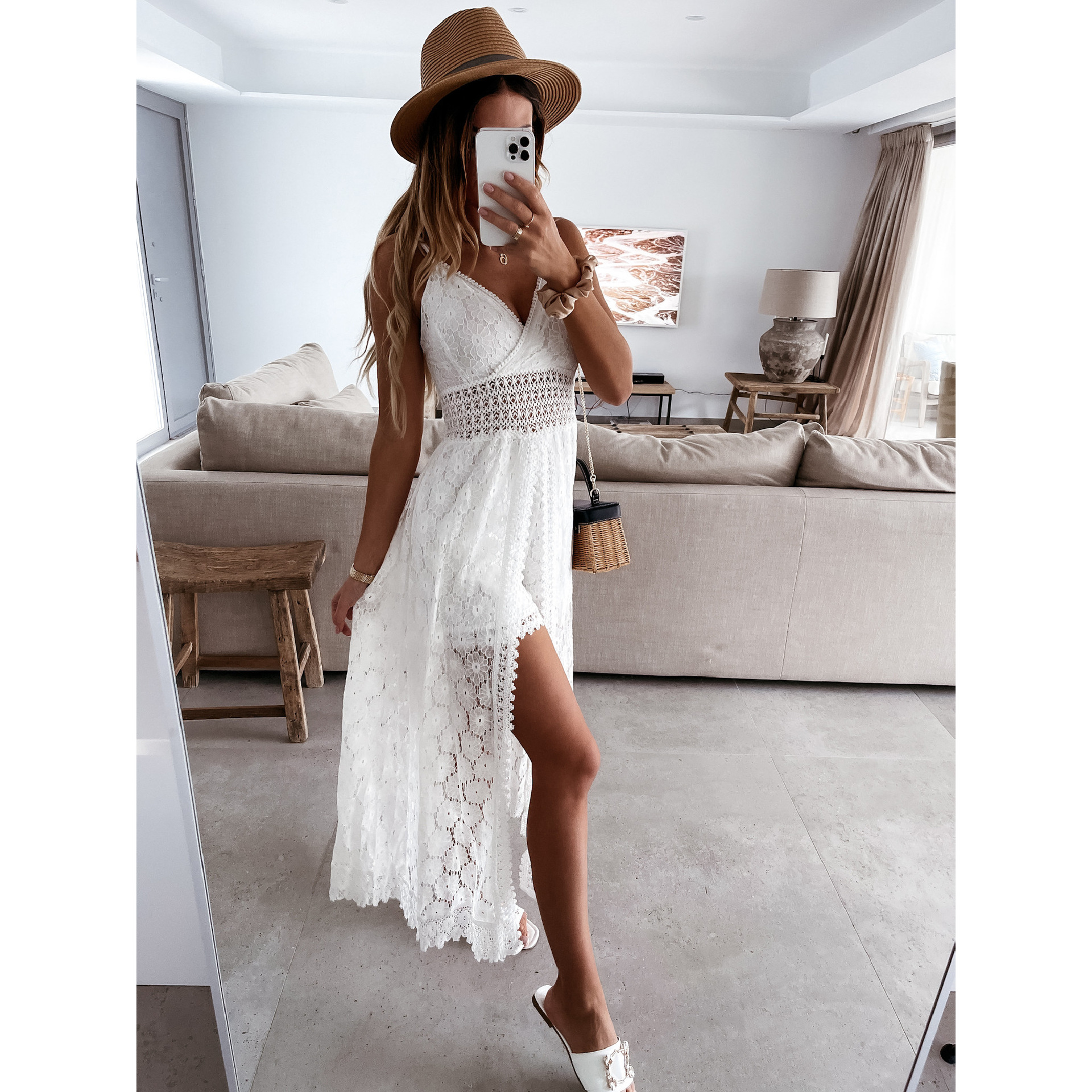 Women's Jumpsuit Sexy Patchwork Camisole Casual Hollow Vacation_voghion.com