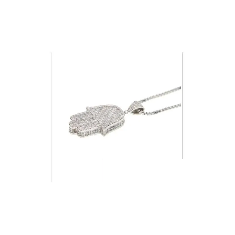 Anhänger Halsketten Hohe Qualität Hip Hop Bling Box Kette 24 Frauen Männer Paar Gold Silber Farbe Euro Out Hamsa Hand Halskette_voghion.com