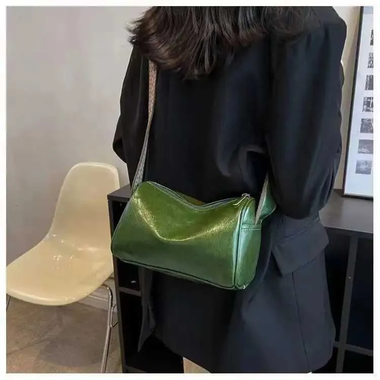 Grøn Mode Retro Læder Dame Skuldertaske Piger Crossbody Pudetaske Dobbelt Stor Kapacitet Dame Håndtaske241103_voghion.com