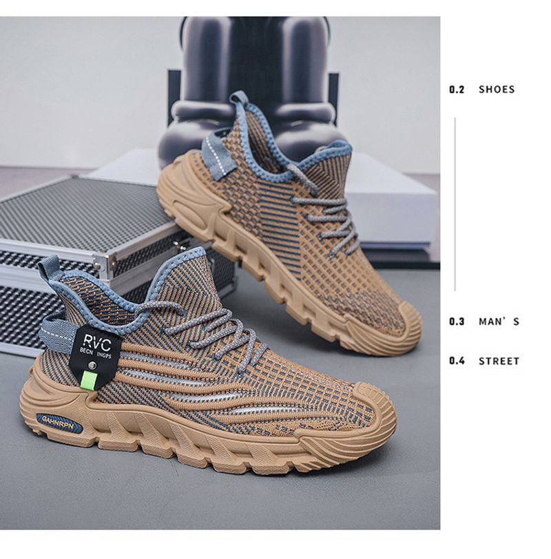 Trendy Casual Flyknit Mesh Herrenschuhe Sommer Neue atmungsaktive leichte Laufschuhe_voghion.com