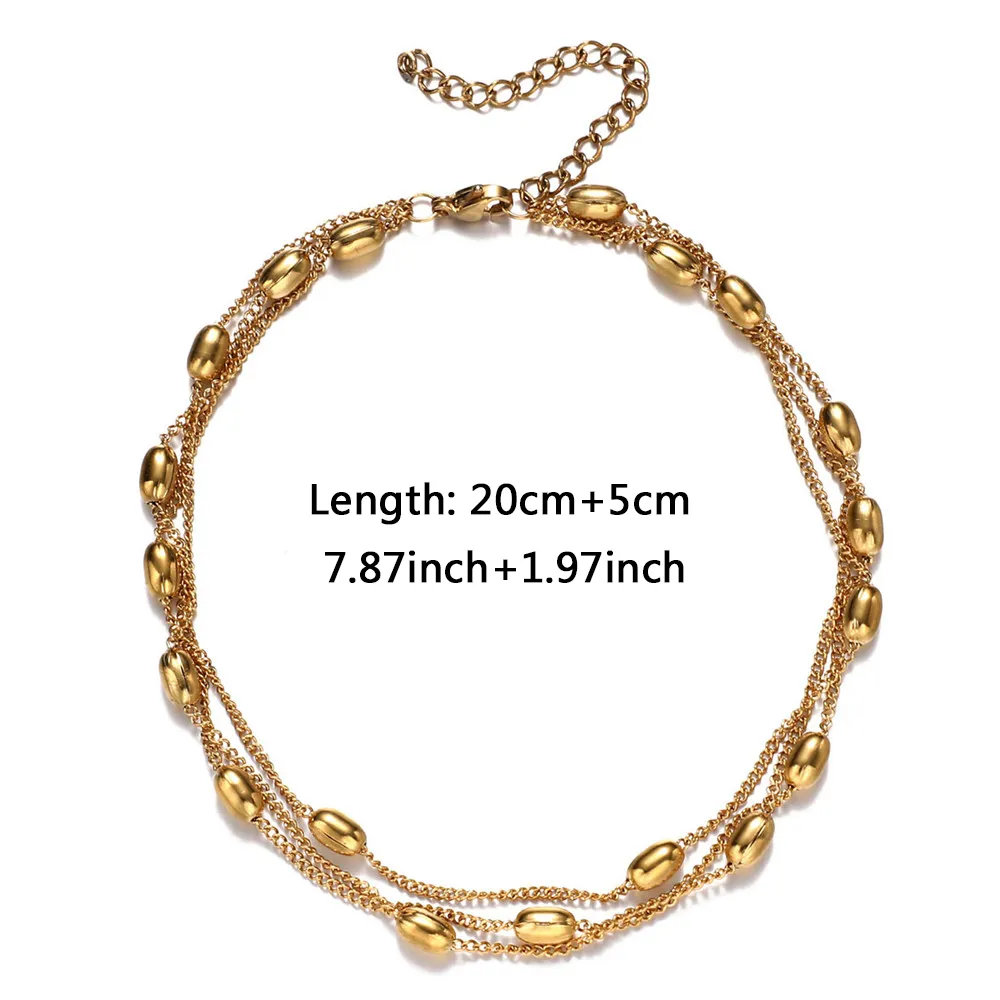 Anklets MinaMaMa Stainless Steel Three Layer Chain Anklet For Women Multilayer Foot Yoga Jewelry_voghion.com