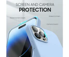 For IPhone 13 Pro Silicone Case With Screen Protector & Camera Lens Protector [Set Of 3] 360 Protection Pack For IPhone 13 Pro 6.1", Light Blue_voghion.com