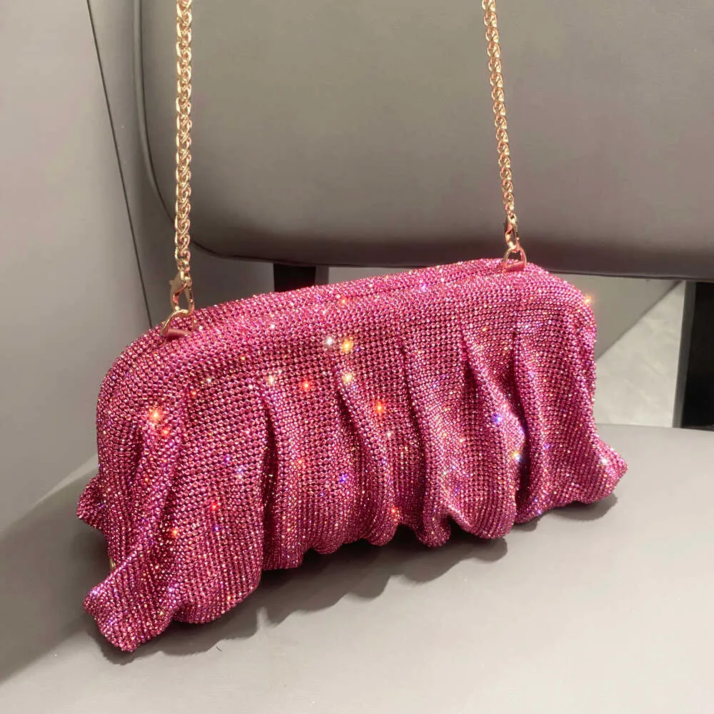 Shining Handle Rhies Evening Dress New Folding Wallet and Handbag Designer Wedding Party High Quality_voghion.com