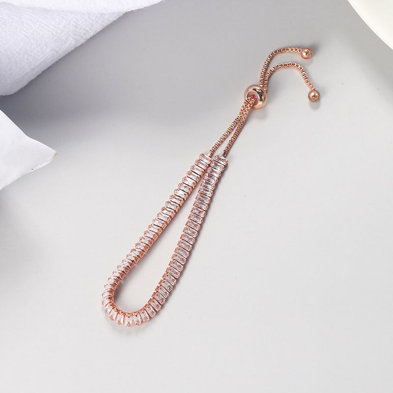 Unisex popularna narukvica s cirkonom u boji, 2*4 mm, jednoredni pravokutni, podesivi lančić za tenis punog promjera_voghion.com