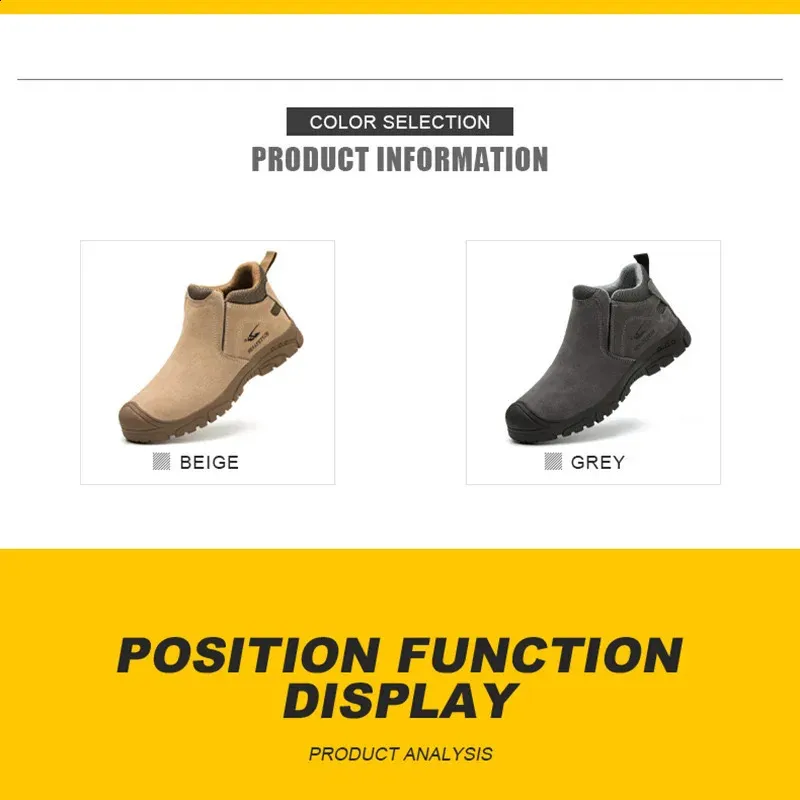 Chaussures de sécurité légères et antidérapantes pour hommes, avec embout en acier respirant et semelle en caoutchouc incassable, 240918_voghion.com