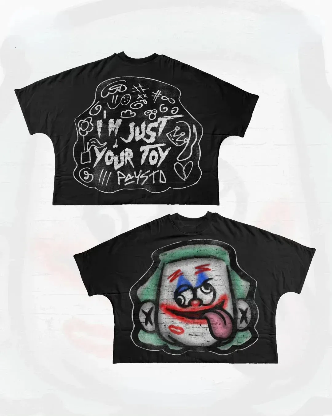 T-shirt surdimensionné imprimé graphique Y2k Hip Hop Punk Hommes et Femmes Hauts en coton à manches courtes Haruku Rétro Goth_voghion.com