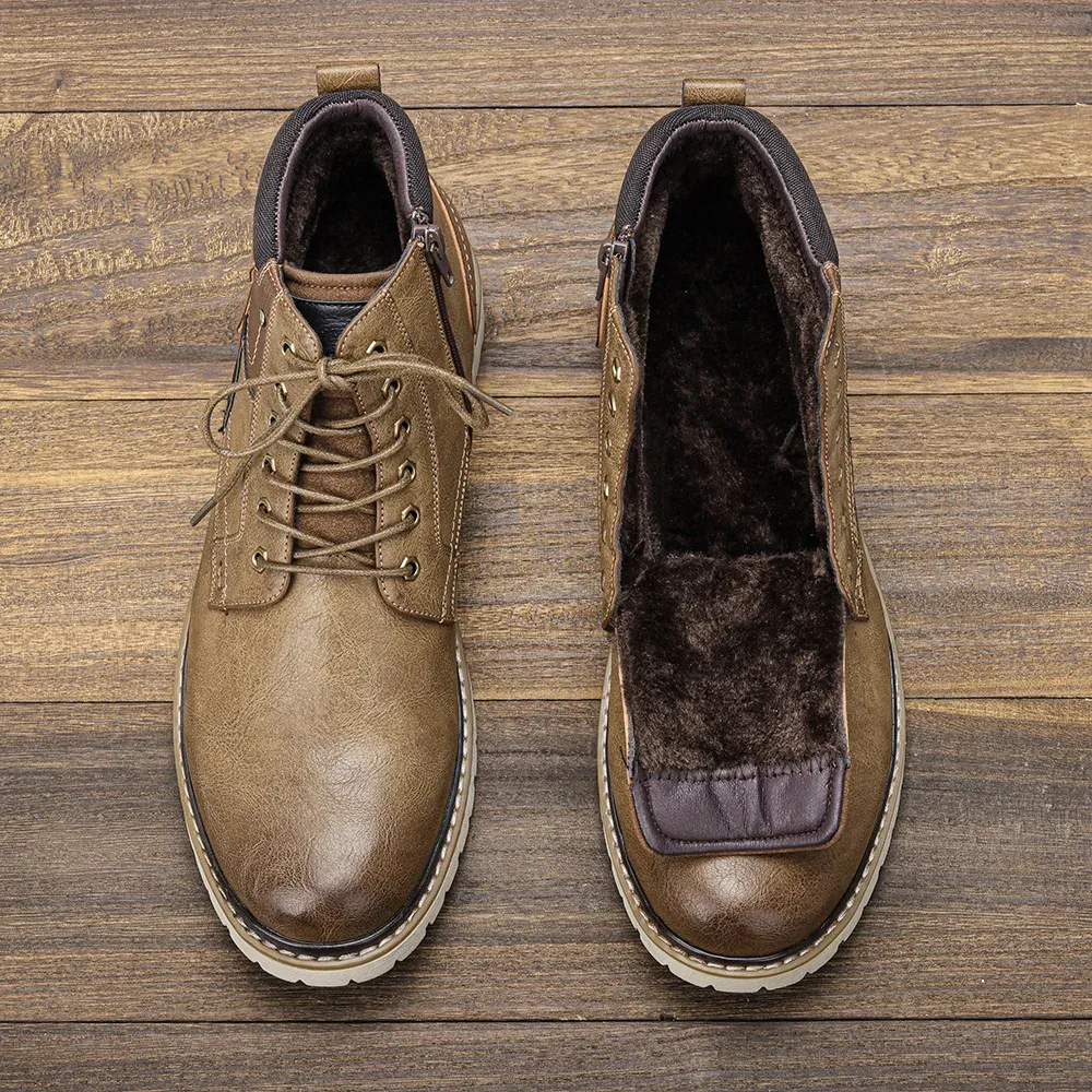 Men's Shoes Warm Comfortable Non-Slip Leather Men Winter Boots 2024_voghion.com