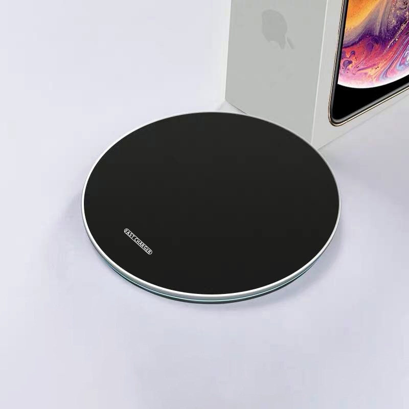 Novo carregador sem fio de mesa para celular, carregador sem fio redondo ultrafino para iPhone e Android, carregamento rápido_voghion.com
