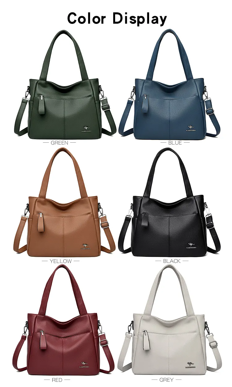 Hochwertige weiche Leder-Schulter-Umhängetaschen für Frauen mit großer Kapazität Tasche Marke Designer Casual Handtasche Sac A Main_voghion.com