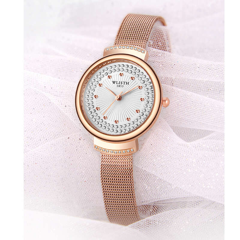 Woolis Marka Kadın Moda Elmas Örgü Bant Su Geçirmez Emniyet Tokalı Saat_voghion.com