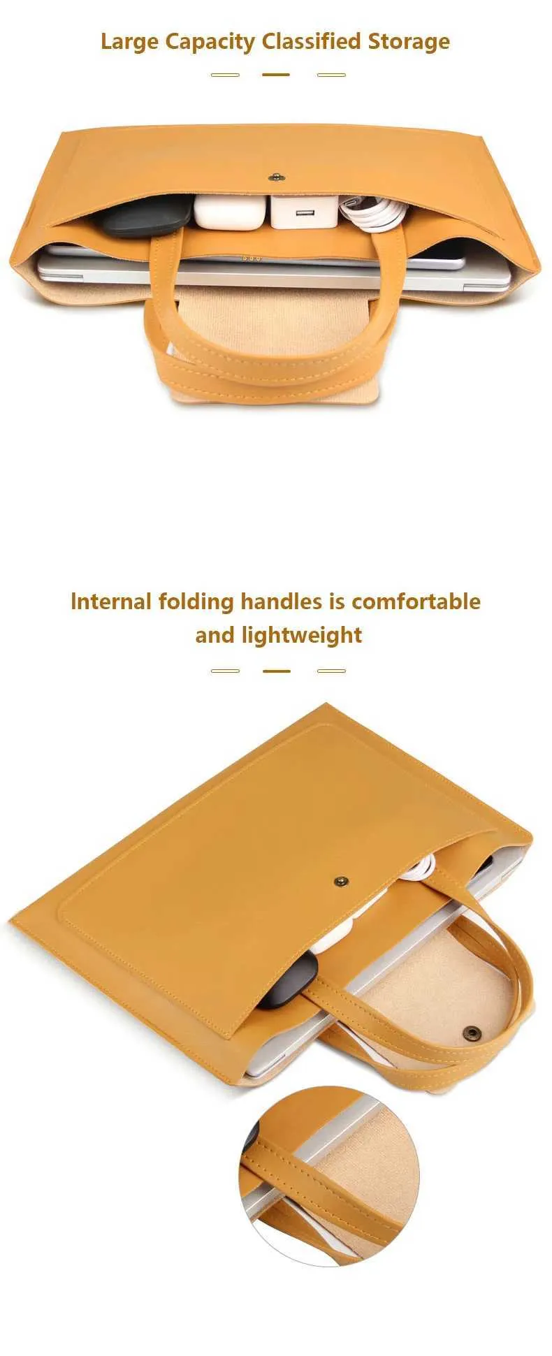 Laptoptasche, schmale Handtasche, Hülle aus PU-Leder für Buch, Xiaomi, Huawei, Lenovo, Microsfoft 13 14 15 16, Notebook, Tablet_voghion.com