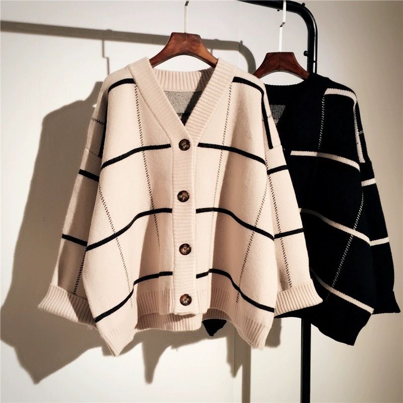 Women's Clothing autumn and winter new Korean thickened plaid cardigan female version versatile student single breasted_voghion.com