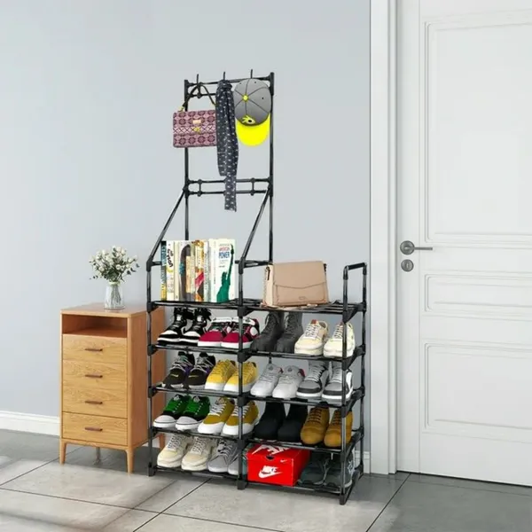 5-Tier Shoe Rack Shoe Storage Organizer, Freestanding Coat And Shoe Rack, 25-30 Pairs Shoe Shelf For Entryway Closet_voghion.com