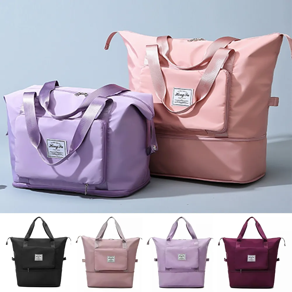 Shoulder Travel Bag Lage Organizer Large Capacity Foldable Duffle Handbags Women Training Gym Yoga Camping Daily Storage_voghion.com