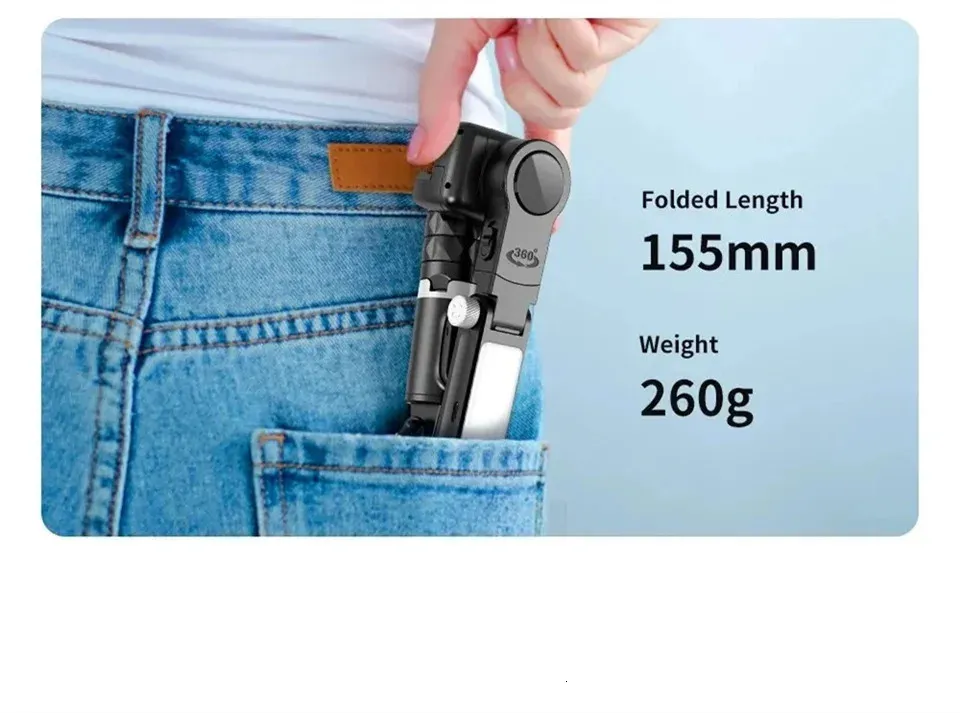 FANGTUOSI 360 Swivel Universal Joint Selfie Stick Tripod With Shutter Fill Light Smartphone Live/Log Stabilizer After_voghion.com