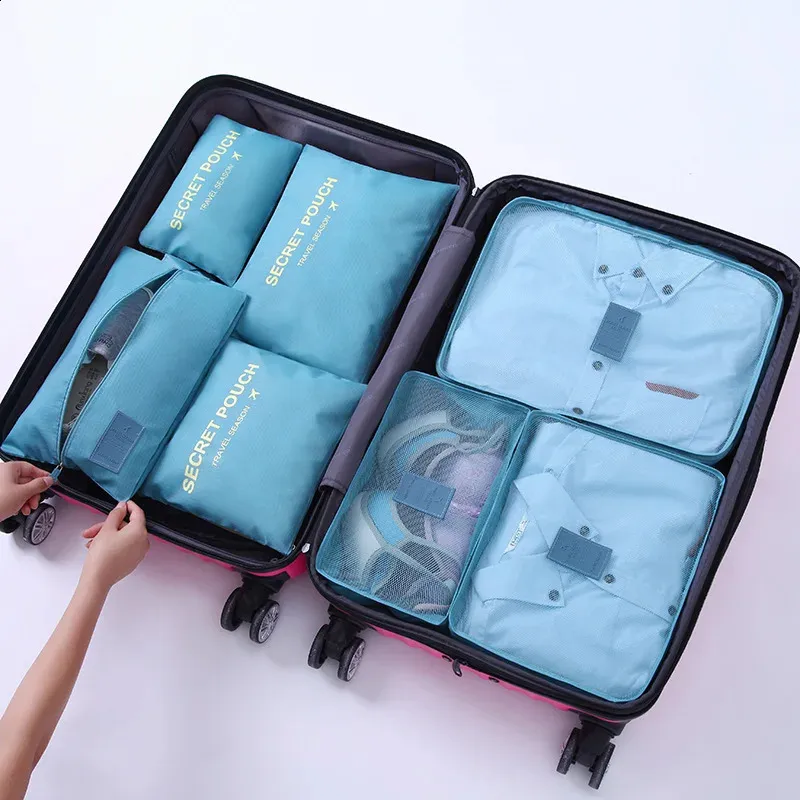 7 Teile/satz Reise Lagerung Taschen Hause Reißverschluss Digitale Daten Kabel Organizer Für Kleidung Schuh Lage Verpackung Cube Koffer Ordentlich_voghion.com