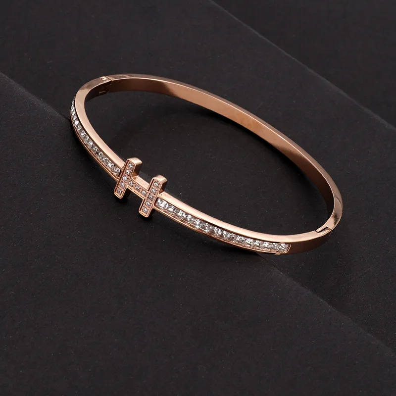 Bangle Stainless Steel Sparkling Zircon Bracelet For Women And Men Jewelry Gifts_voghion.com