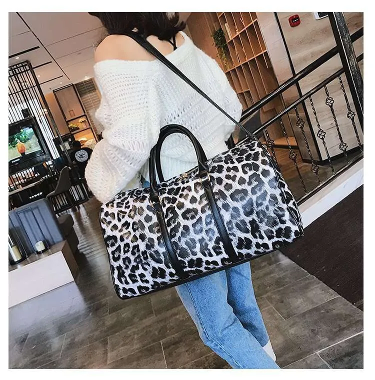 Europe American Fashion Leopard Print Handbag Large Capacity Gym Bags Travel Shopping Tote Bag Street Dressing_voghion.com