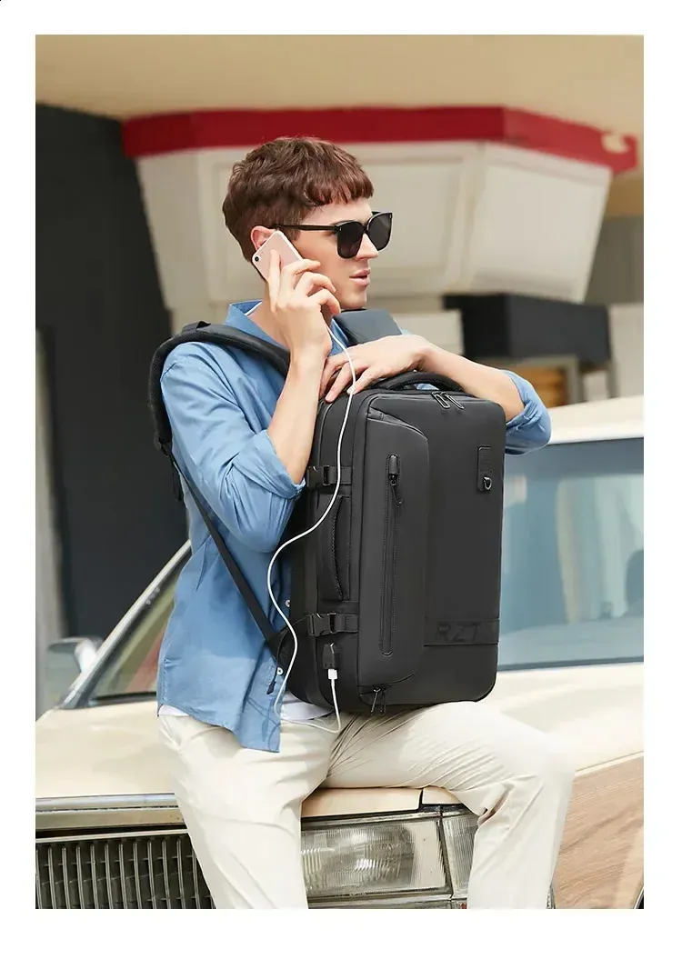 Airback Travel Men 16 inch Laptop Backpacks Vacuum Compression Expandable Business Back Pack School Backpack 240730_voghion.com