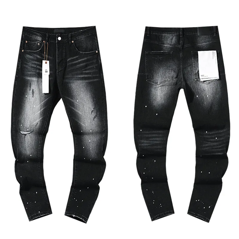 Men's Jeans 2025 Clothing Purples Stretch Slim Straight-leg Denim Trousers Europe American Trend Retro Ripped_mkmklike.com