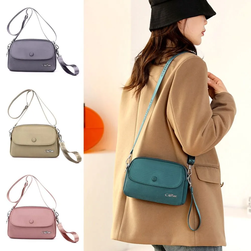 Borsa a tracolla impermeabile in tela spessa da donna, tinta unita, con tracolla, per la moda di mezza età_voghion.com