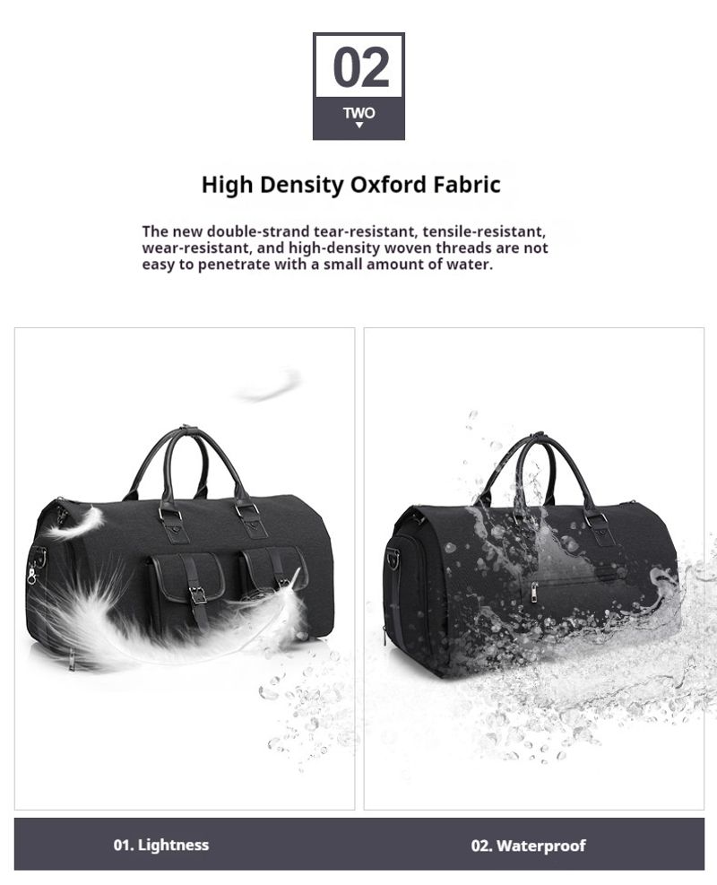 Schwarze neue faltbare Aufbewahrungsreisetasche mit großem Fassungsvermögen, modische wasserdichte Fiesstasche,_voghion.com