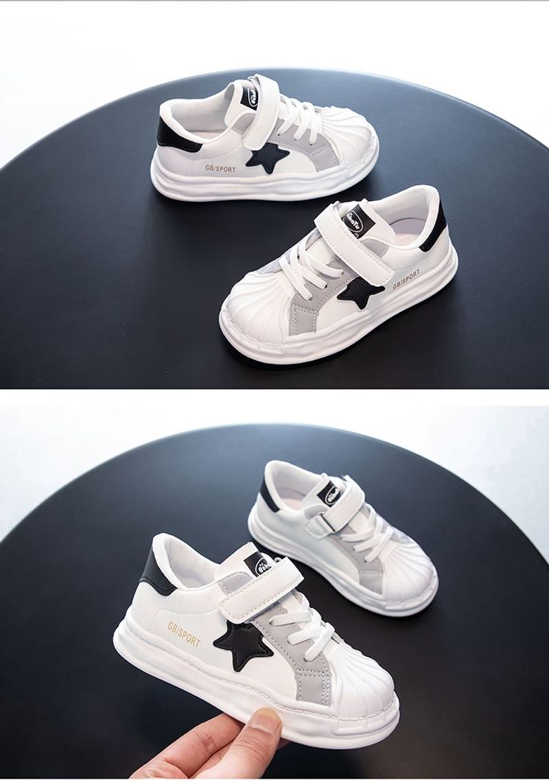 Children's shell head dissoing boys little white sneakers 2024 spring and autumn new girls leather sports board shoes_voghion.com